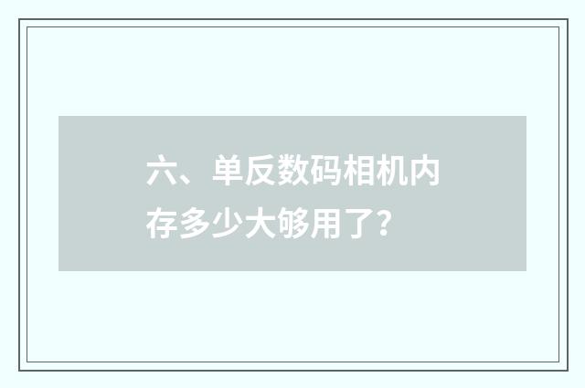 六、单反数码相机内存多少大够用了？