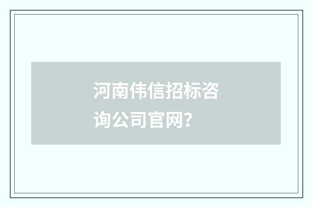 河南伟信招标咨询公司官网？