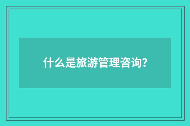 什么是旅游管理咨询？