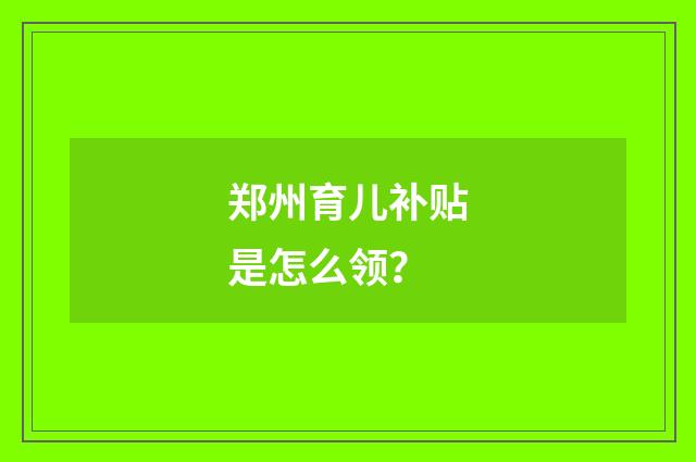 郑州育儿补贴是怎么领？