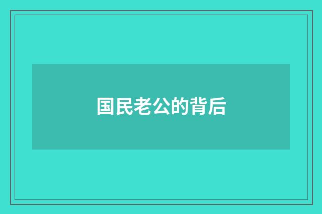 国民老公的背后
