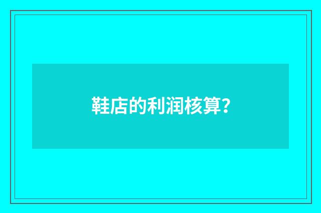 鞋店的利润核算?