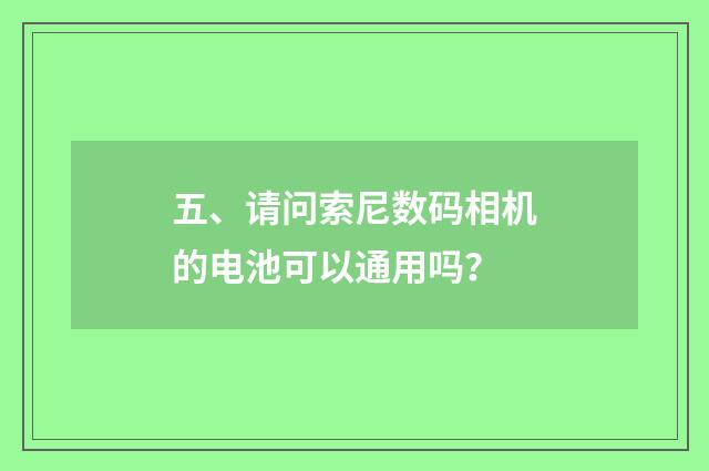 五、请问索尼数码相机的电池可以通用吗？