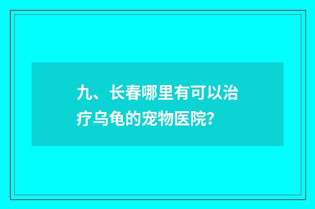 九、长春哪里有可以治疗乌龟的宠物医院？