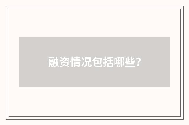 融资情况包括哪些？