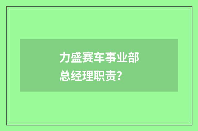 力盛赛车事业部总经理职责？