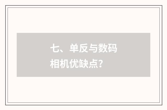 七、单反与数码相机优缺点？