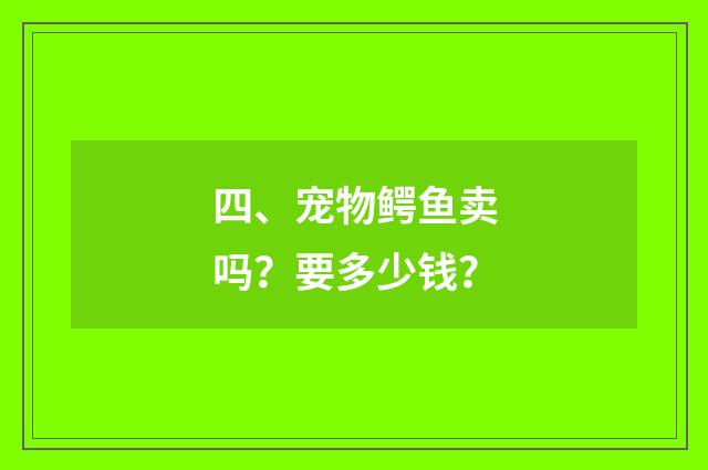 四、宠物鳄鱼卖吗？要多少钱？