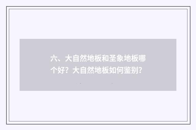 六、大自然地板和圣象地板哪个好？大自然地板如何鉴别？