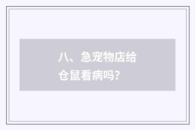八、急宠物店给仓鼠看病吗？
