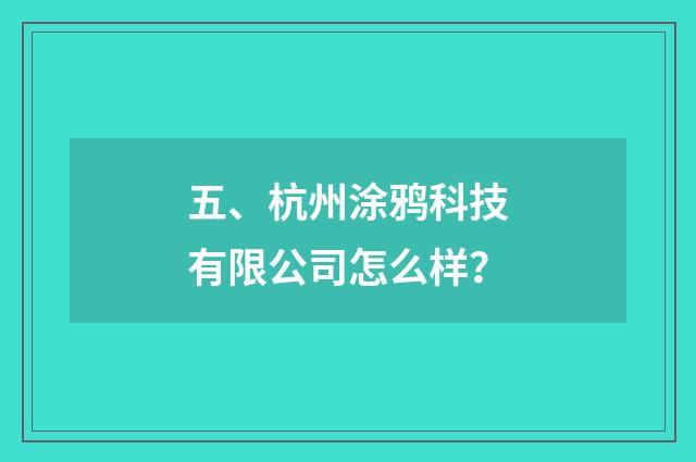 五、杭州涂鸦科技有限公司怎么样？