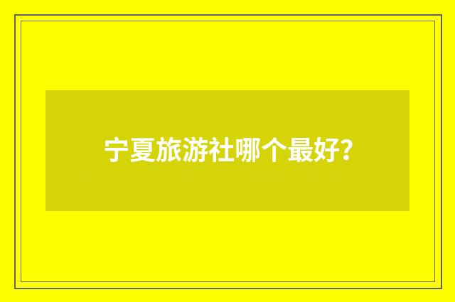 宁夏旅游社哪个最好？