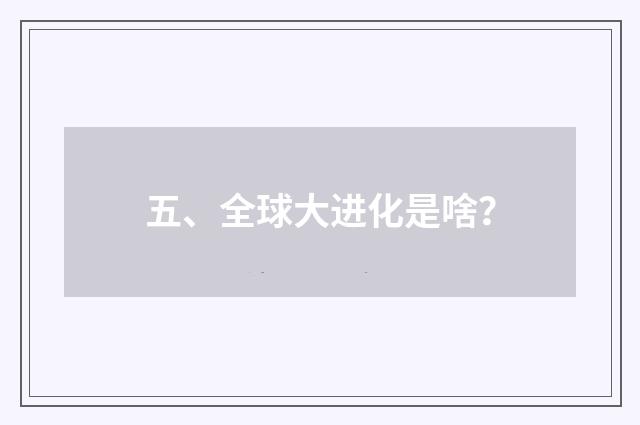 五、全球大进化是啥？