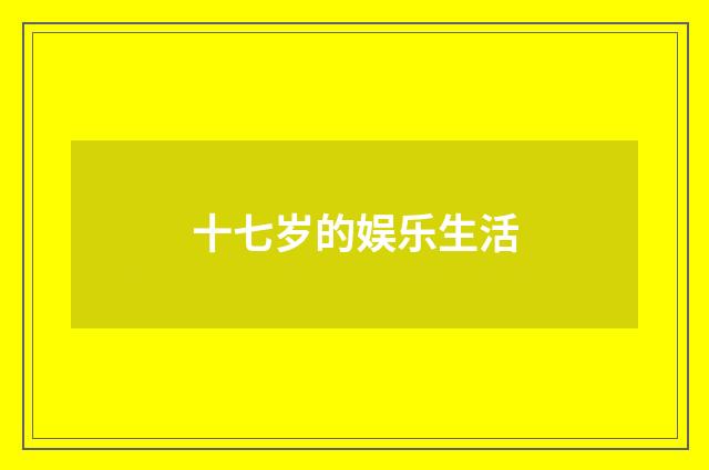 十七岁的娱乐生活