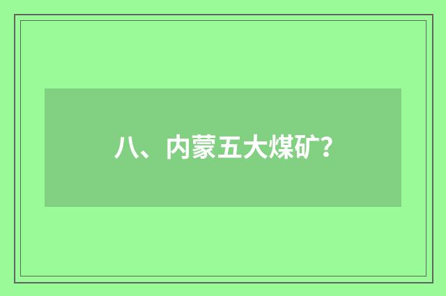 八、内蒙五大煤矿？