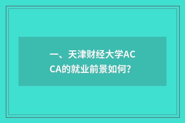 一、天津财经大学ACCA的就业前景如何？