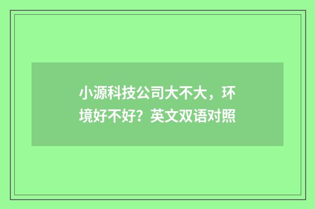 小源科技公司大不大,环境好不好?英文双语对照