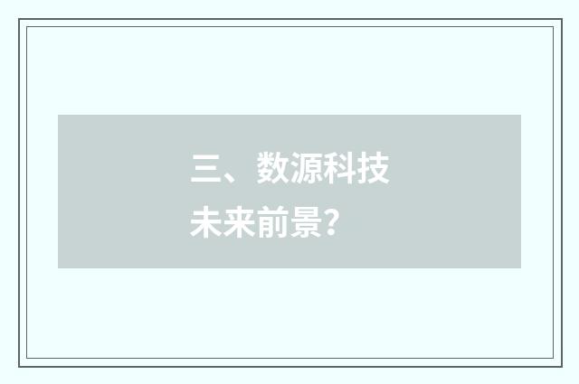 三、数源科技未来前景？