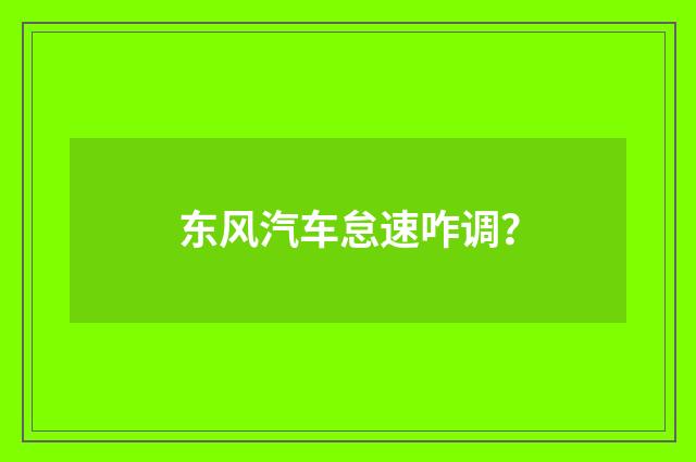 东风汽车怠速咋调？