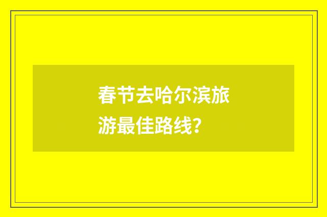 春节去哈尔滨旅游最佳路线？