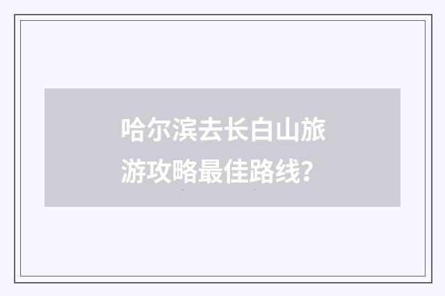 哈尔滨去长白山旅游攻略最佳路线？