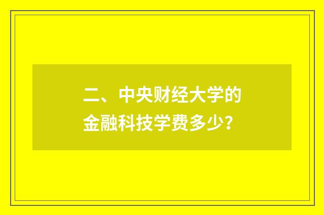 二、中央财经大学的金融科技学费多少？