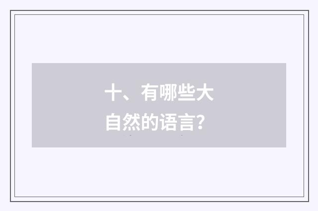 十、有哪些大自然的语言？