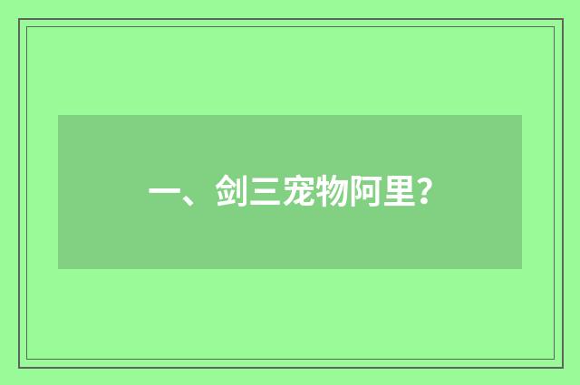 一、剑三宠物阿里？