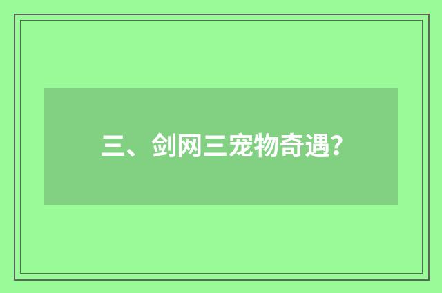 三、剑网三宠物奇遇？