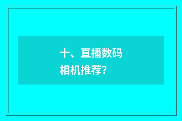 十、直播数码相机推荐?