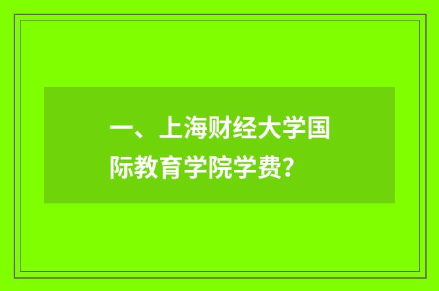 一、上海财经大学国际教育学院学费？