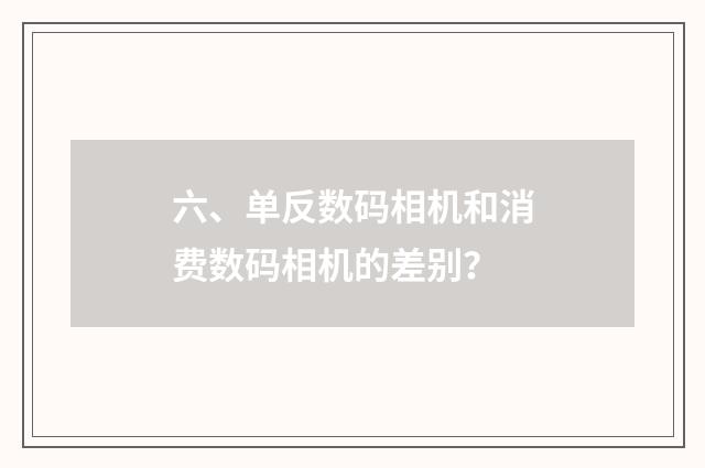 六、单反数码相机和消费数码相机的差别？