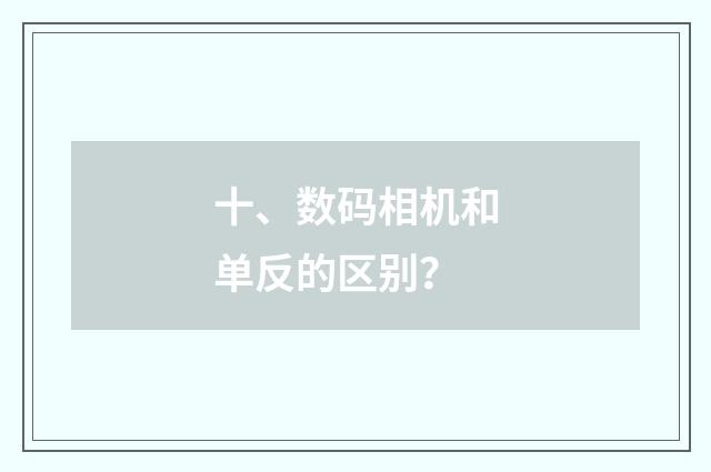 十、数码相机和单反的区别？