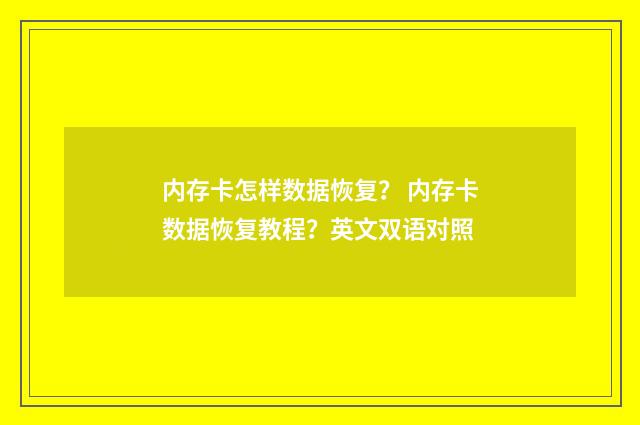 内存卡怎样数据恢复？ 内存卡数据恢复教程？英文双语对照