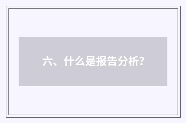 六、什么是报告分析？