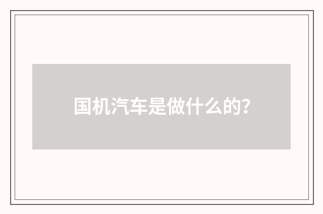 国机汽车是做什么的？