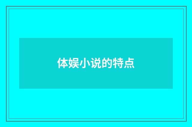体娱小说的特点