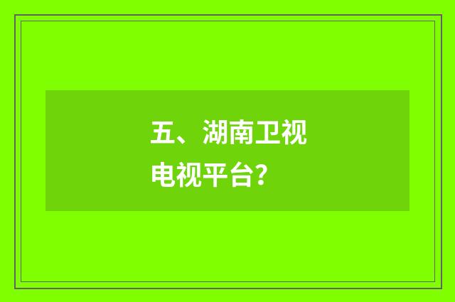 五、湖南卫视电视平台？