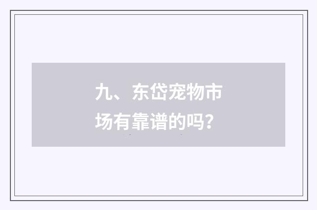 九、东岱宠物市场有靠谱的吗？