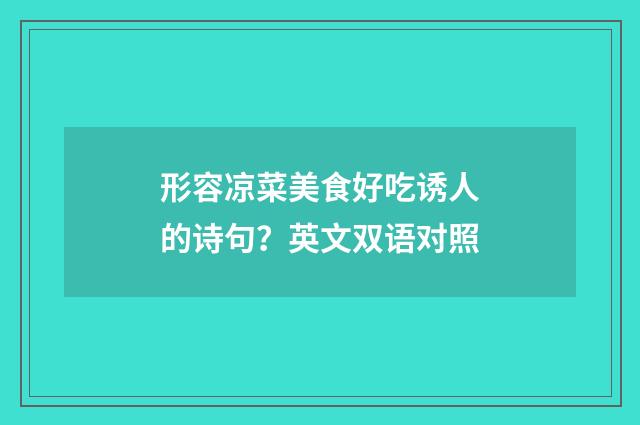 形容凉菜美食好吃诱人的诗句?英文双语对照