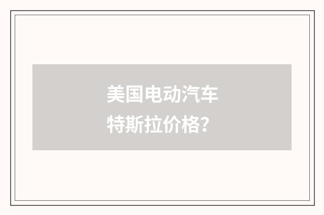 美国电动汽车特斯拉价格？