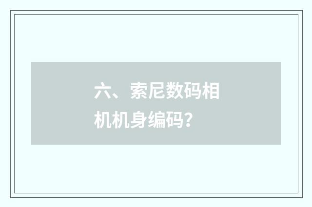 六、索尼数码相机机身编码？