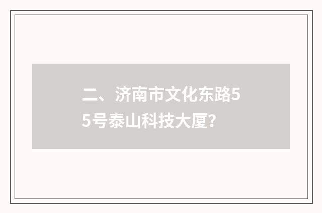 二、济南市文化东路55号泰山科技大厦？
