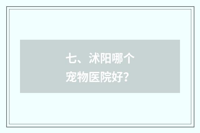 七、沭阳哪个宠物医院好？