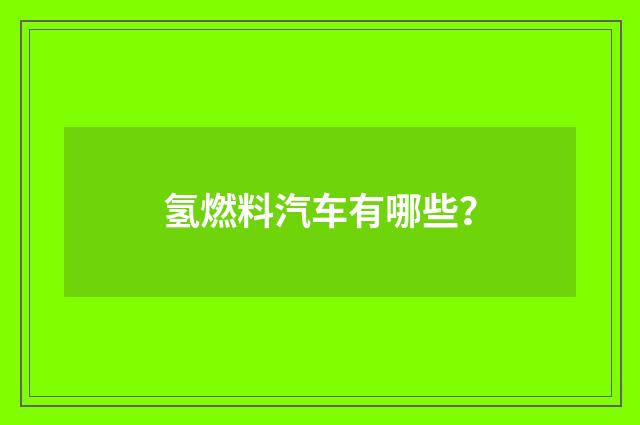 氢燃料汽车有哪些？