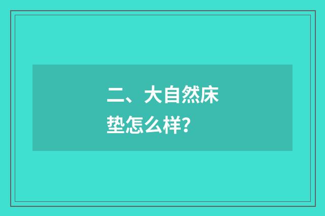 二、大自然床垫怎么样？