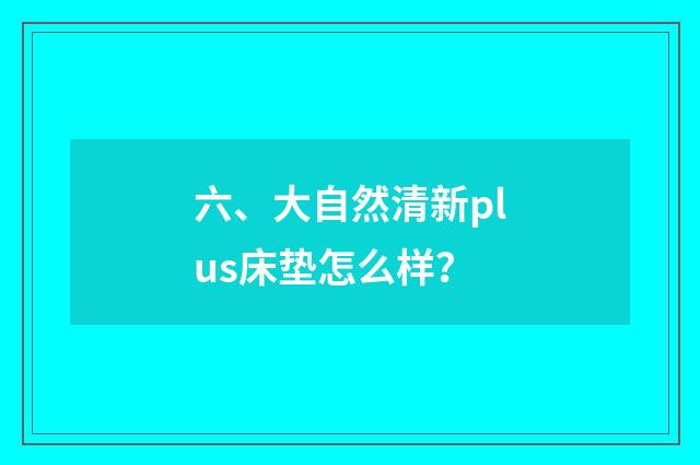 六、大自然清新plus床垫怎么样？