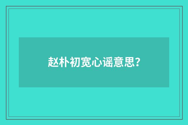 赵朴初宽心谣意思？