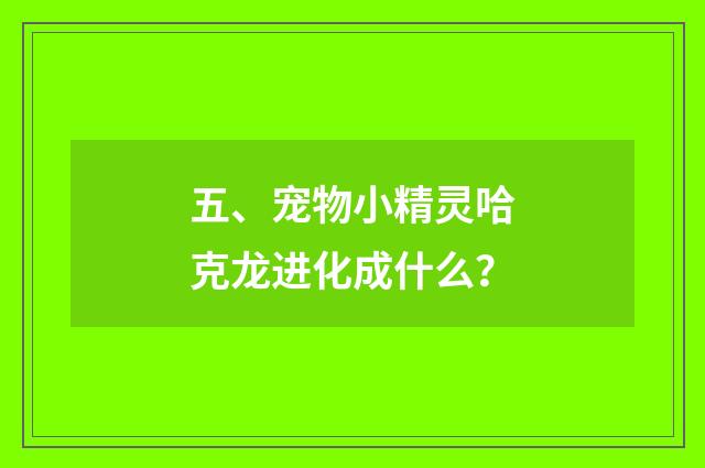 五、宠物小精灵哈克龙进化成什么？