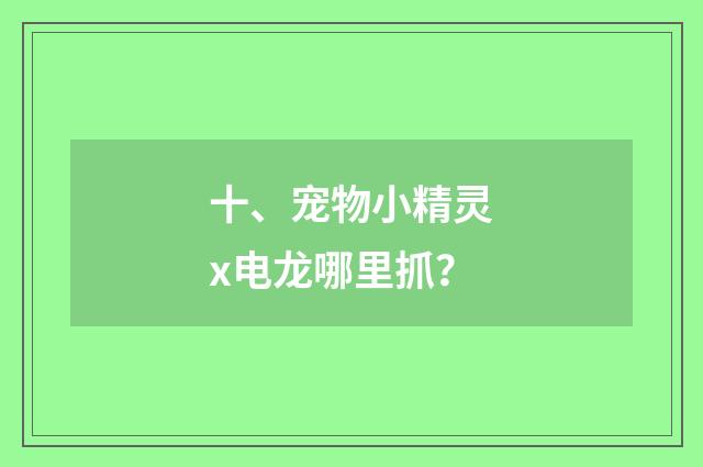 十、宠物小精灵x电龙哪里抓？